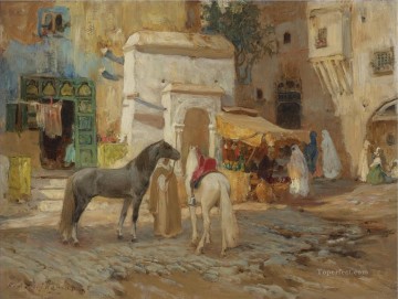 AT REST OUTSIDE THE CITY WALLS Frederick Arthur Bridgman Arab Oil Paintings
